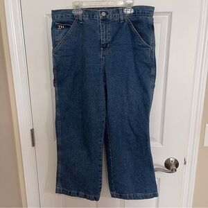 Vintage Tommy Hilfiger Women's 10
Carpenter Jeans Y2K Wide Leg Leather Patch